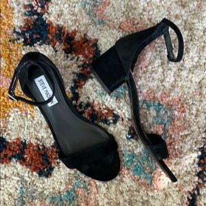 Steve Madden black suede ankle block heels sandals